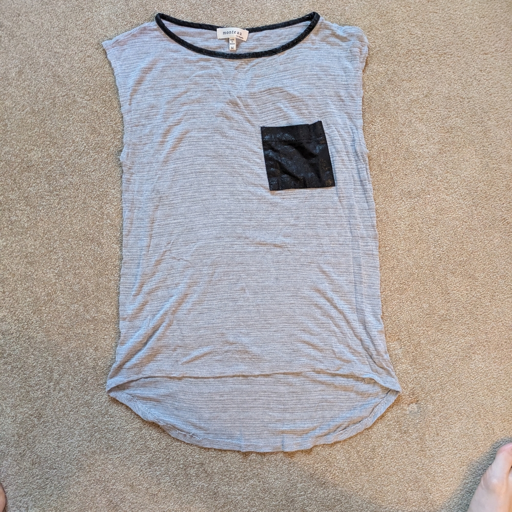Gray and Black Women's Top